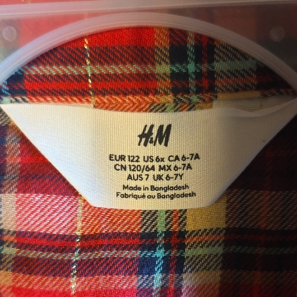 H&M Kids Red Plaid Button-Up Dress - Picture 3 of 5